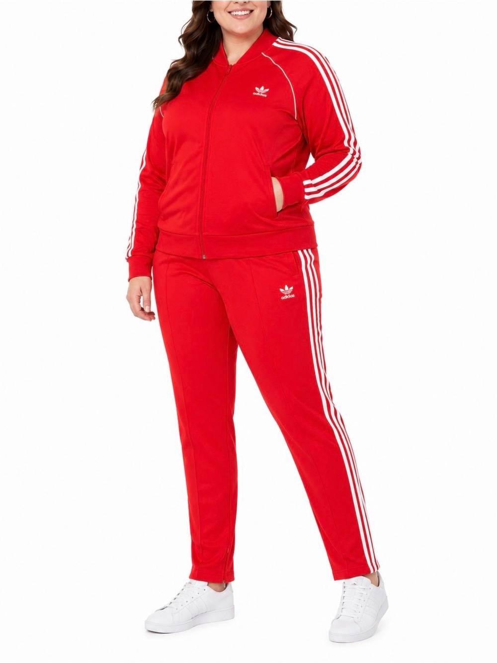 NWT Adidas Originals SST Track Suit Set Red White Stripes Women’s 2X